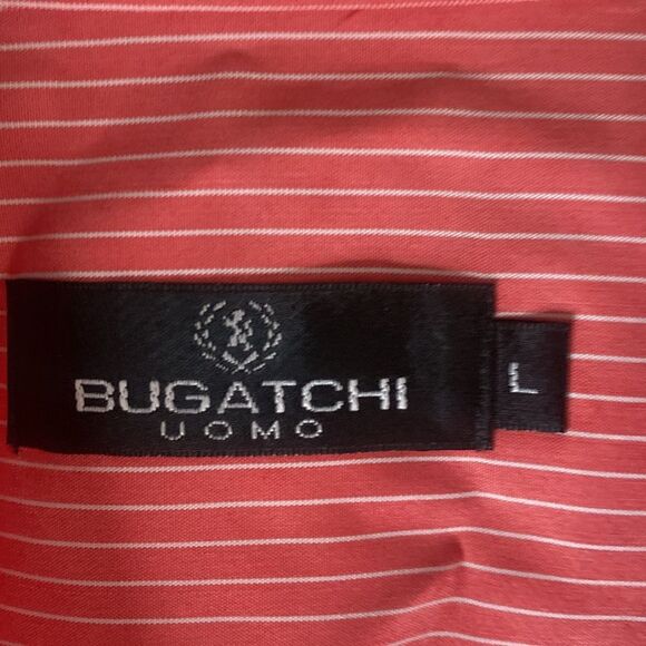 Bugatchi Uomo Men stripe Dress Long Sleeve button large Shirt red classic - Picture 4 of 7